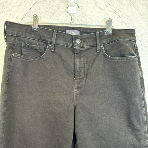 NYDJ Jeans Marilyn Straight Womens Size 12 Black Denim Stretch 27" Inseam - Picture 4 of 5